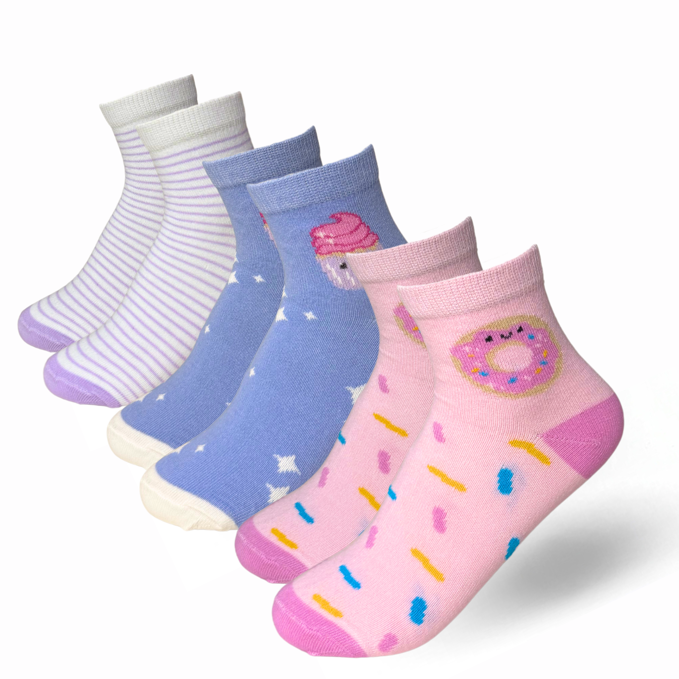 Calcetas Rosa/Celeste/Lila 00393 Niña - 3 Pack