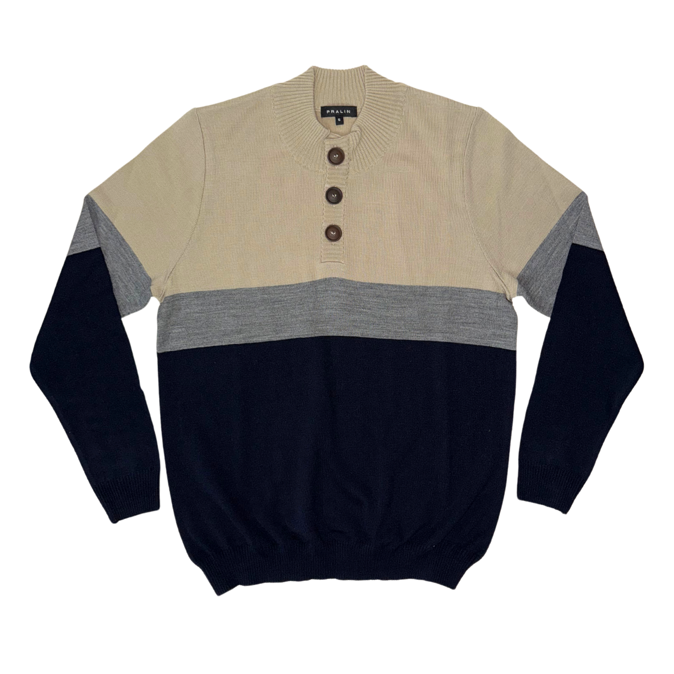 Suéter Azul Marino/Beige/Gris 10334 Hombre