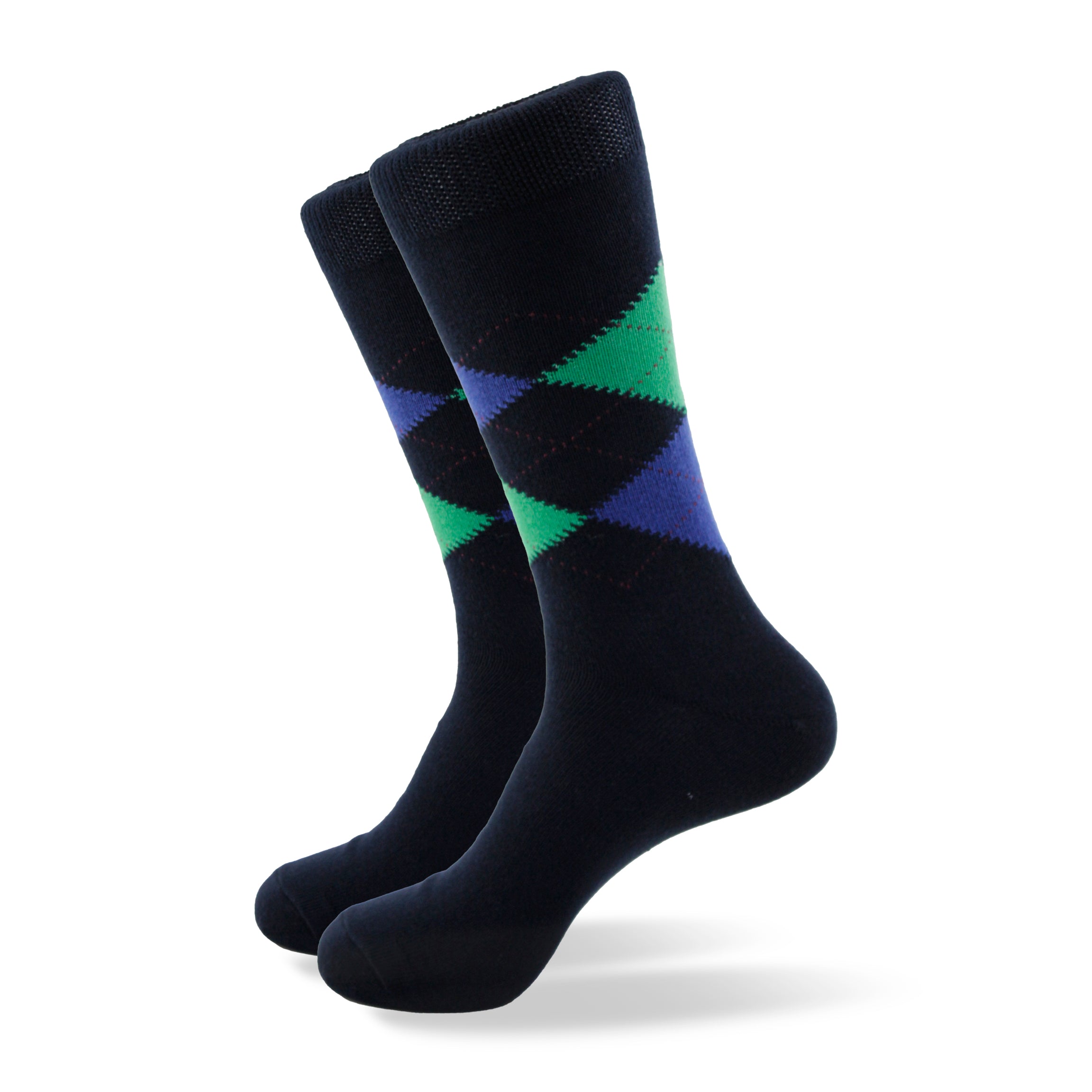 Calcetín de Vestir Azul Marino/Verde 0008 Hombre