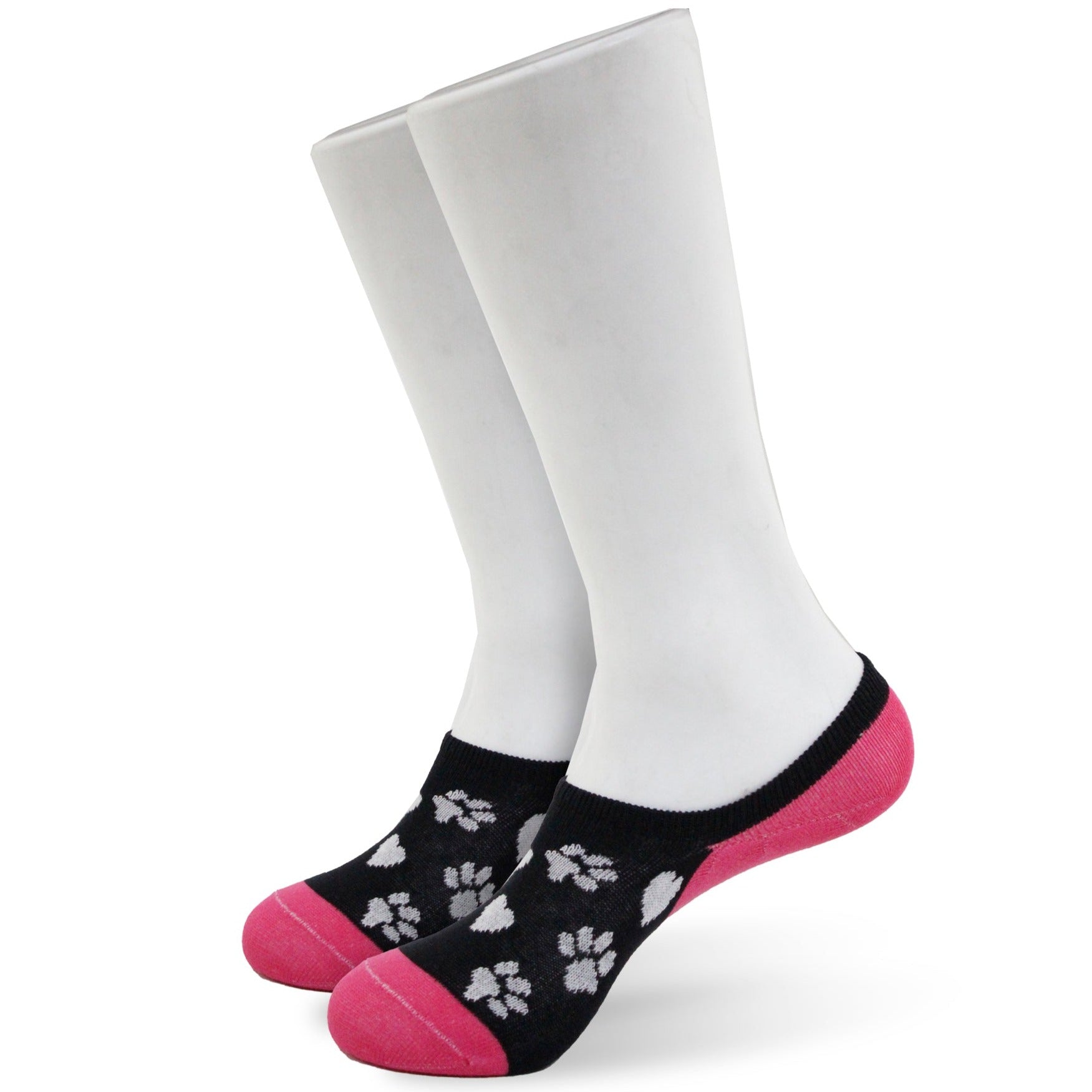 Calceta Invisible Huellitas Fuchsia/Negro 0253 Mujer