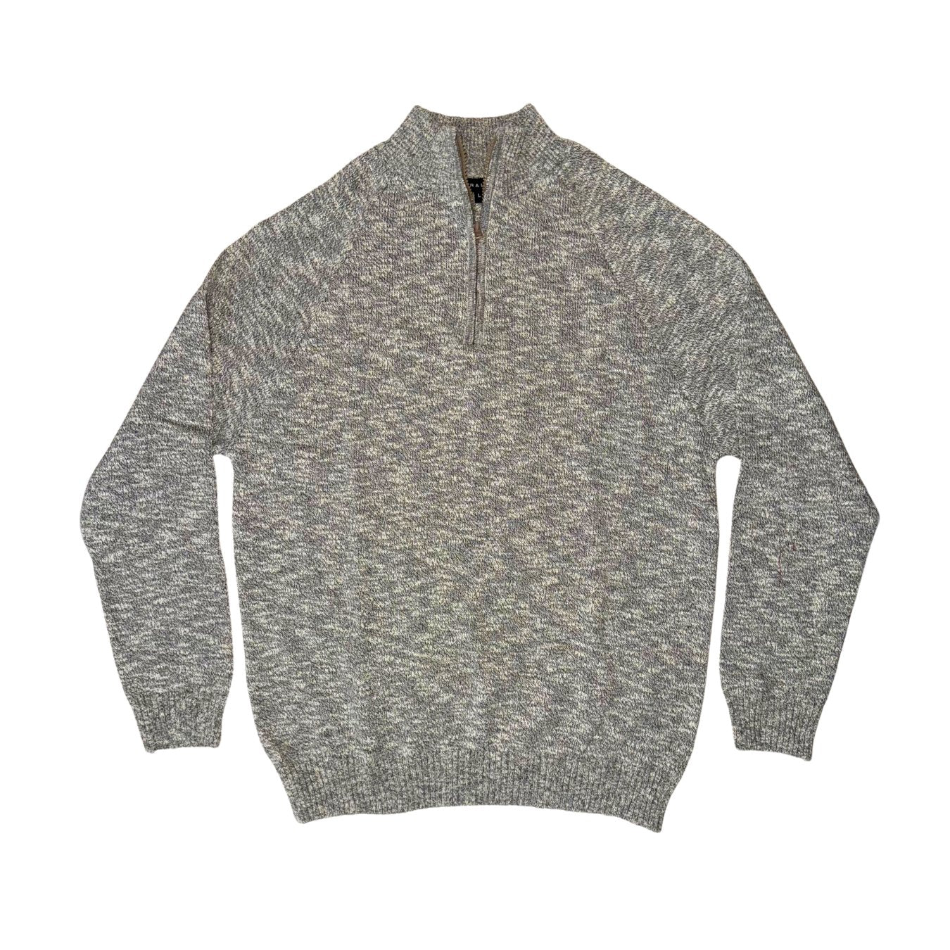 Suéter Gris/Beige Jaspeado Medio Zipper de Hombre - Bazar