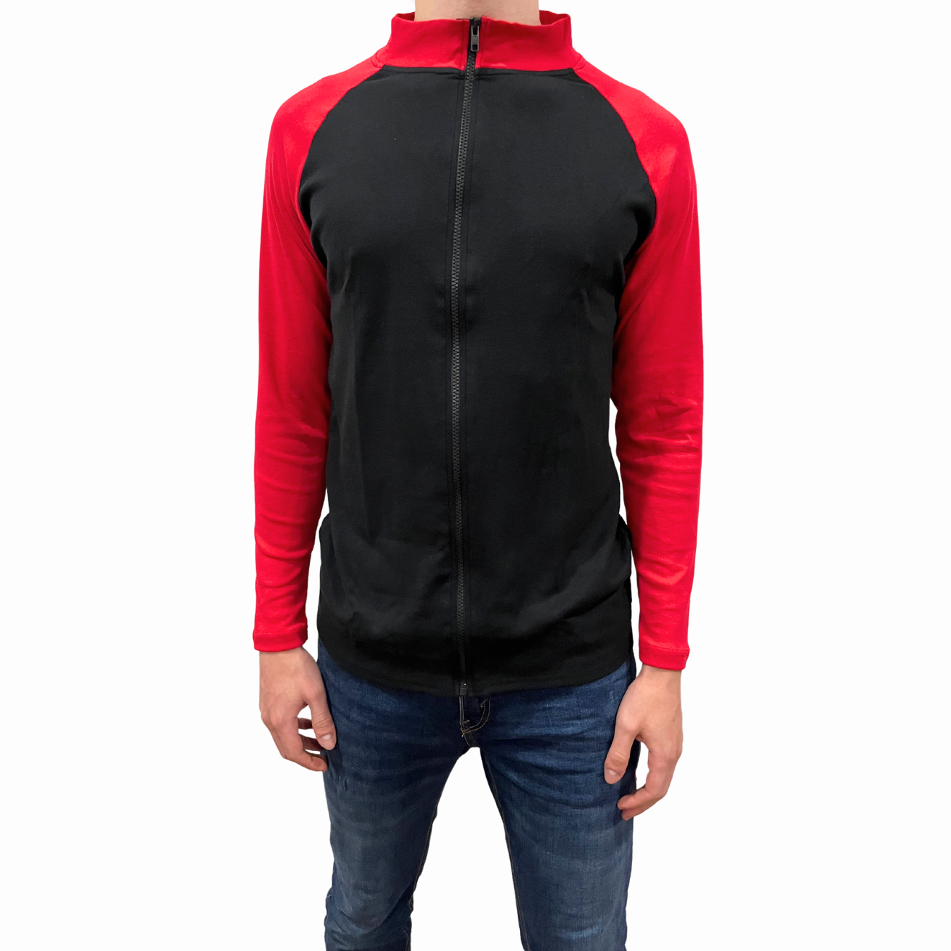 Camisa/Suéter Delgado Manga Larga con Zipper Cuello Mock 10026 para Hombre