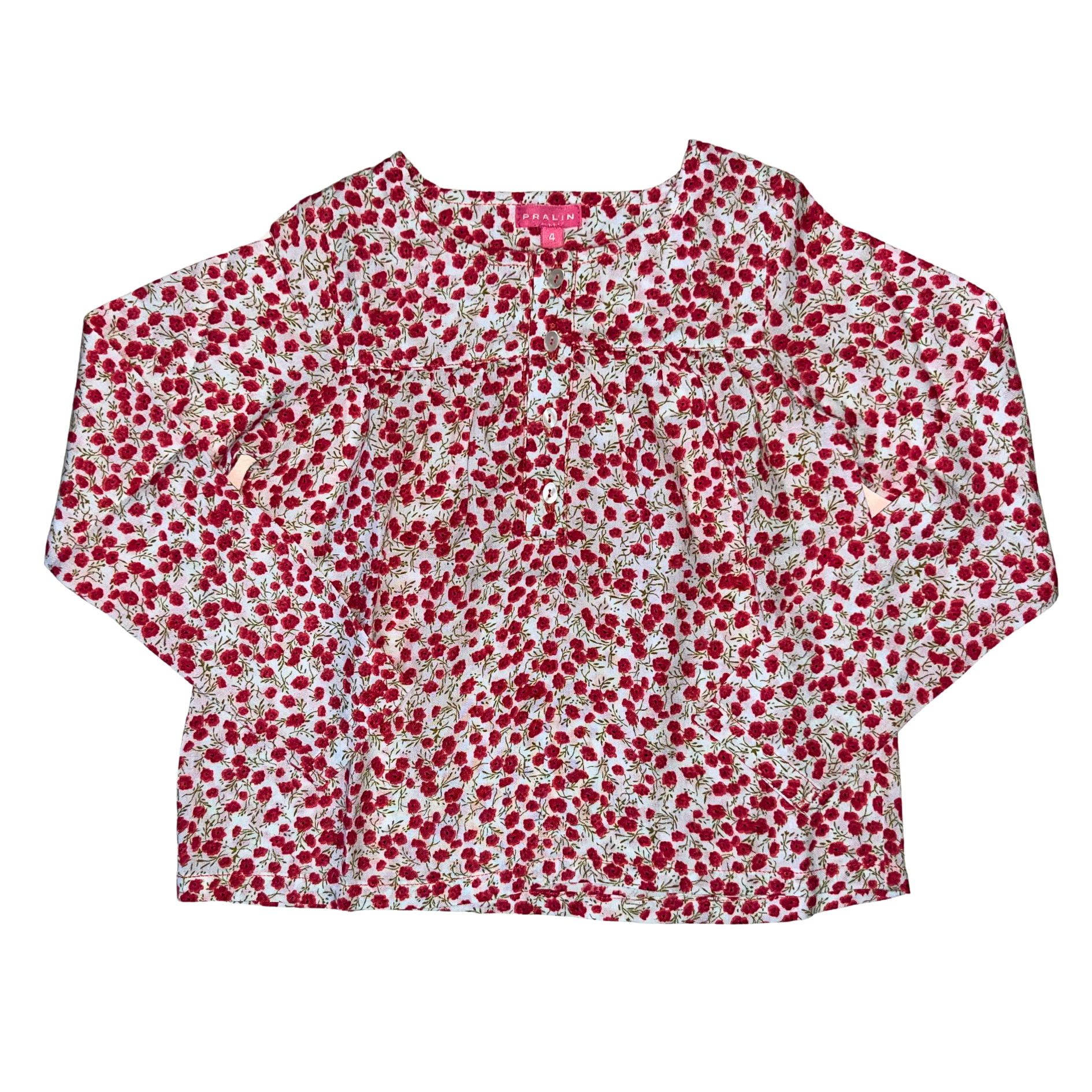 Blusa Floreada Rojo/Blanco Manga Larga 10099 Niña