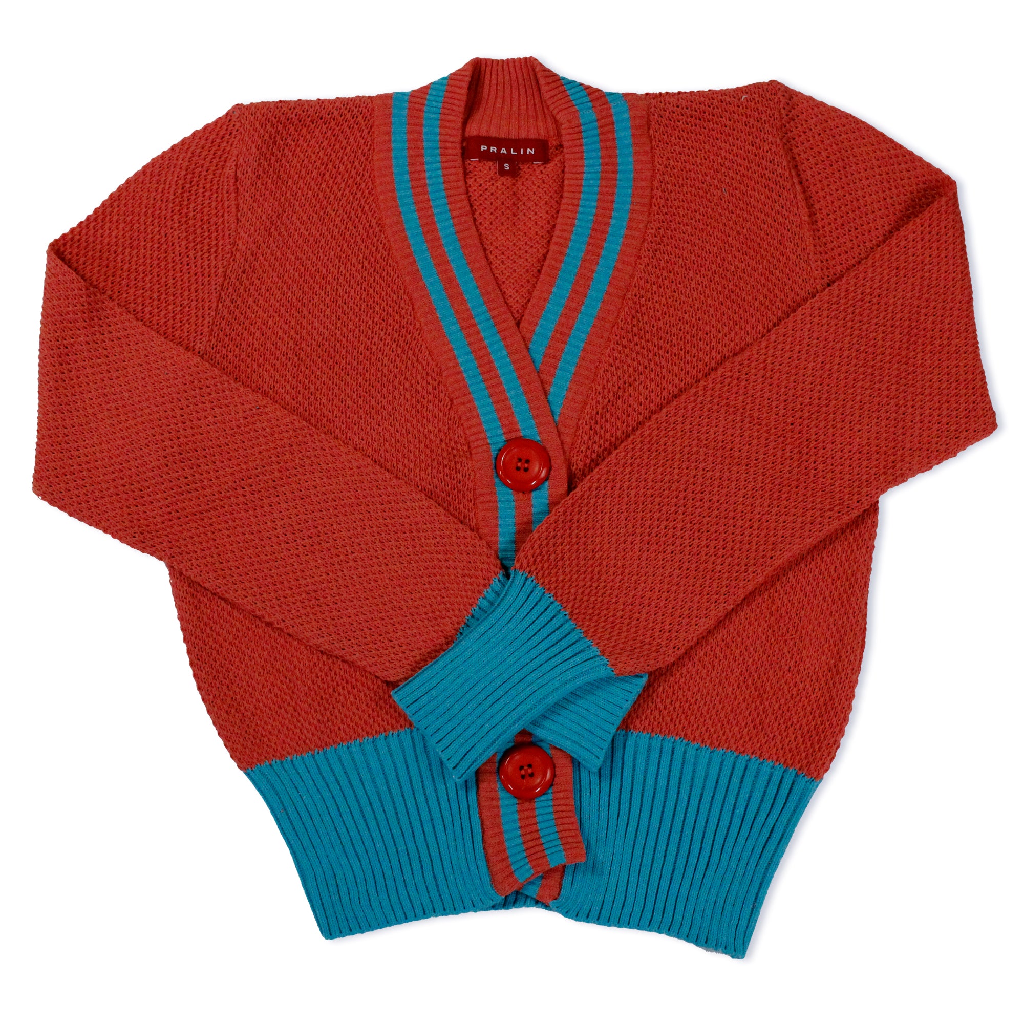 Suéter Coral/Turqueza con Botones 10457 Mujer