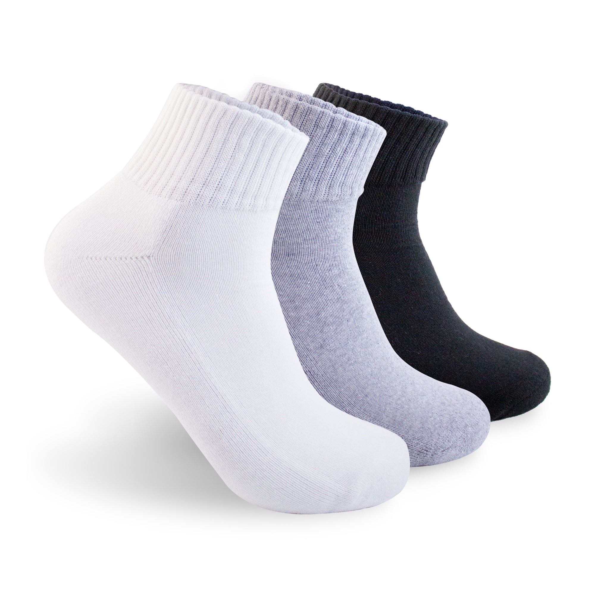Calcetines cortos deportivos básicos 3 pack blanco, gris y negro