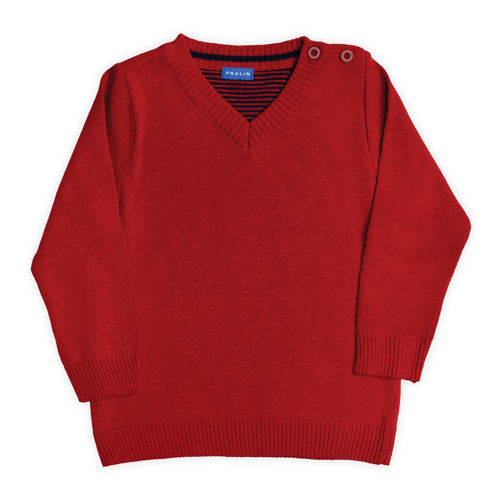 Suéter Rojo Cuello V de Niño - Talla 10
