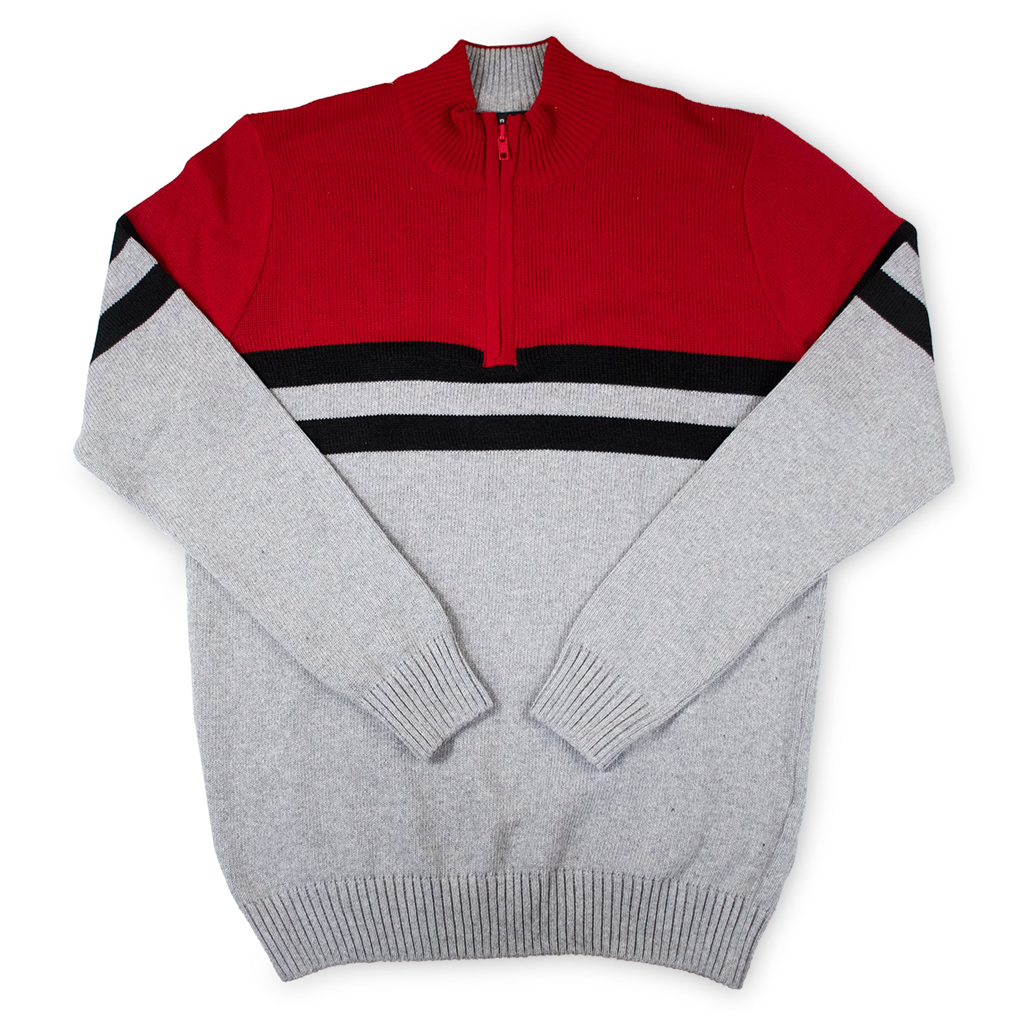 Suéter Medio Zipper Gris/Rojo 10312 Hombre