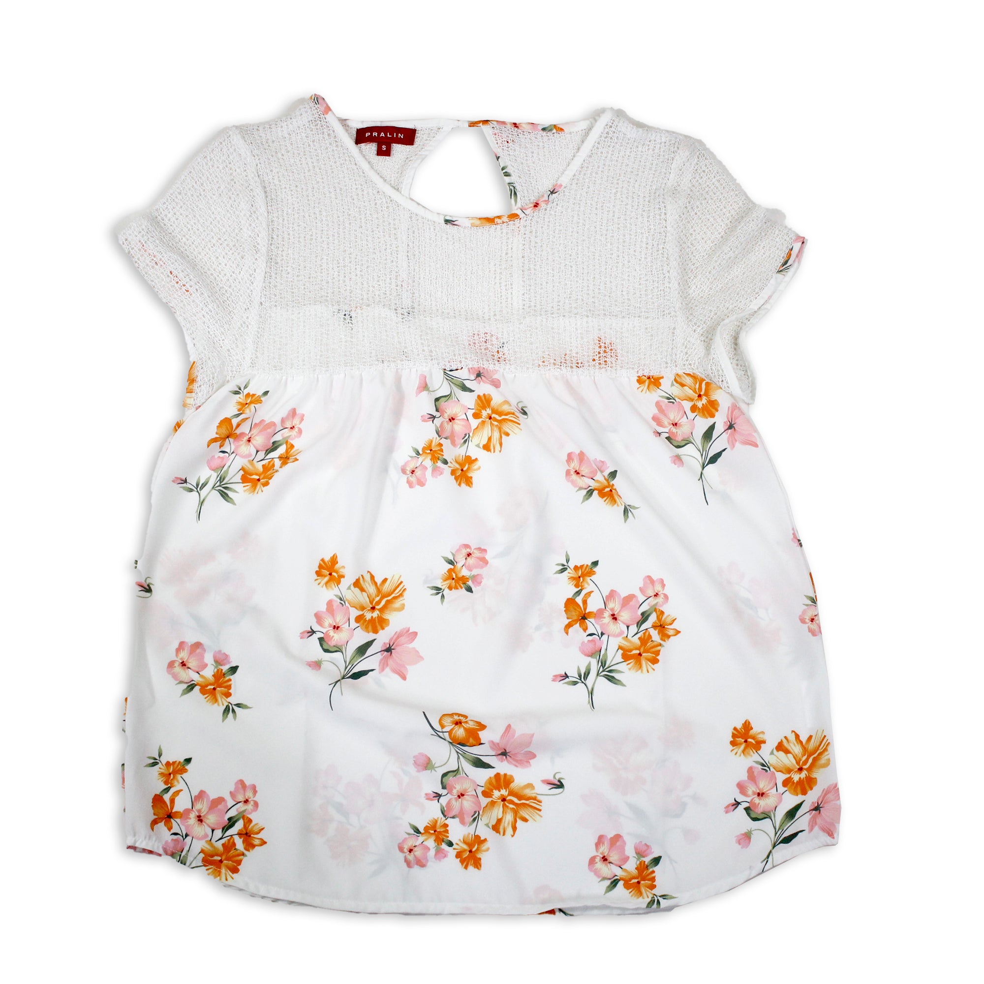 Blusa Blanca con Flores 10045 Mujer