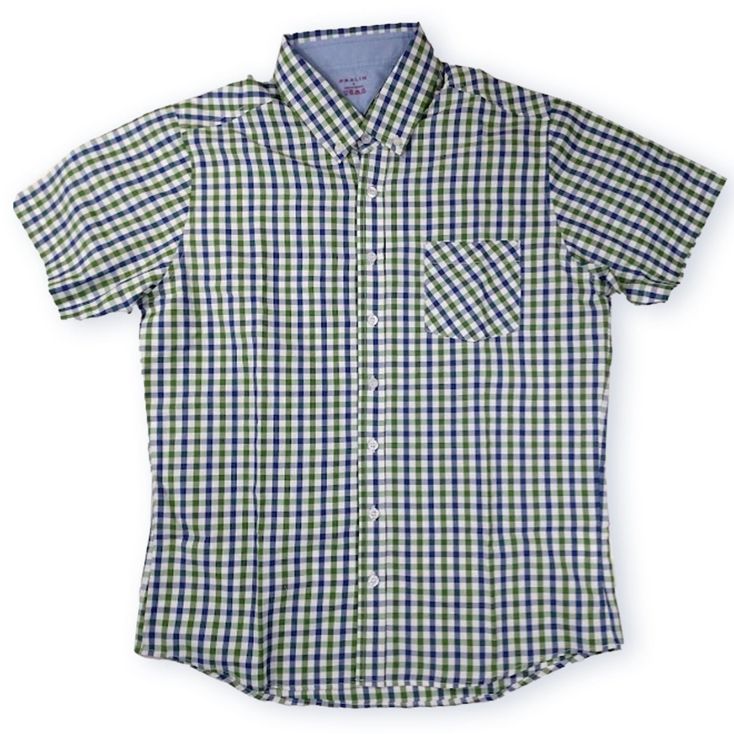 Camisa Manga Corta Verde/Azul 10022 Hombre