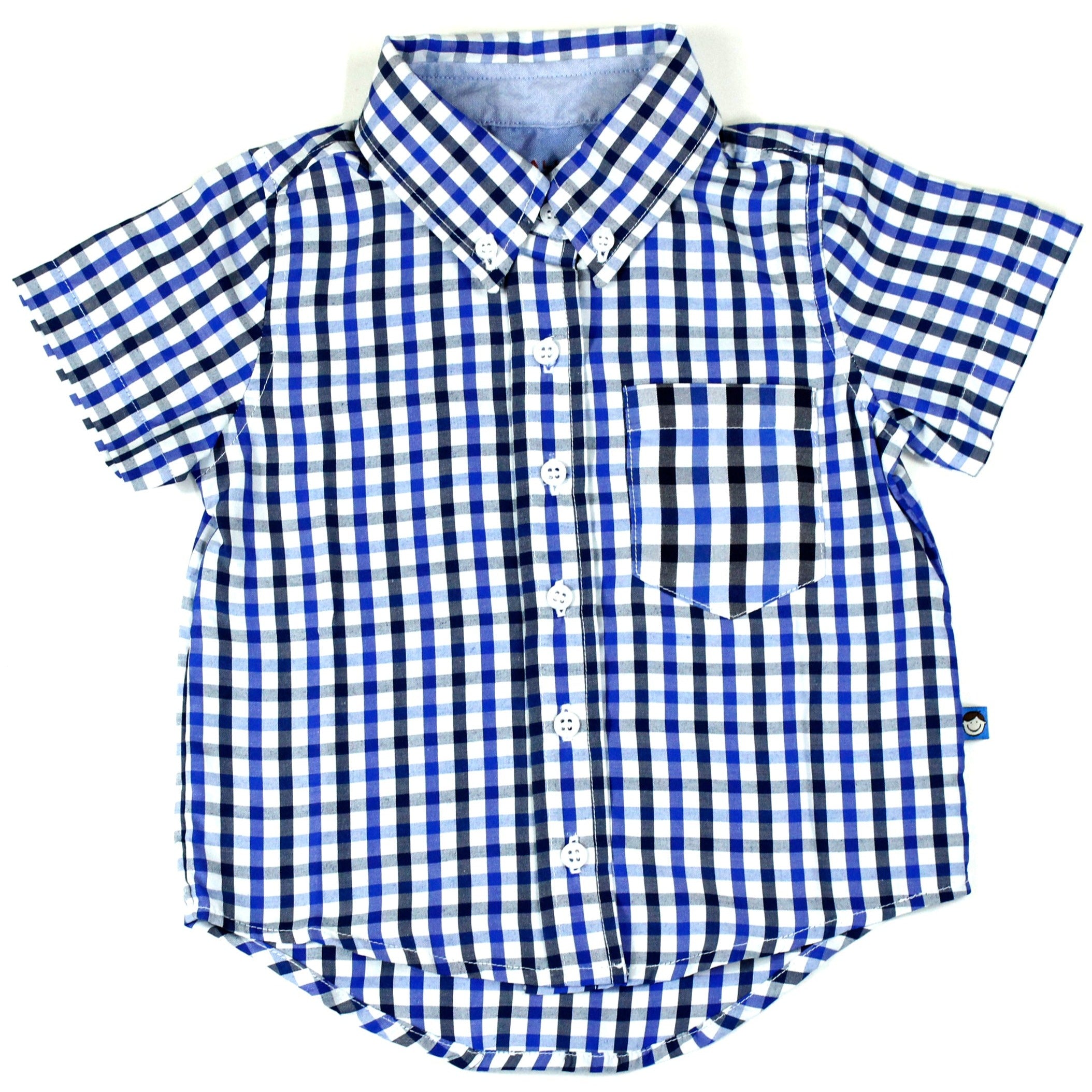 Camisa Manga Corta Azul/Blanco/Negro 10120 Niño